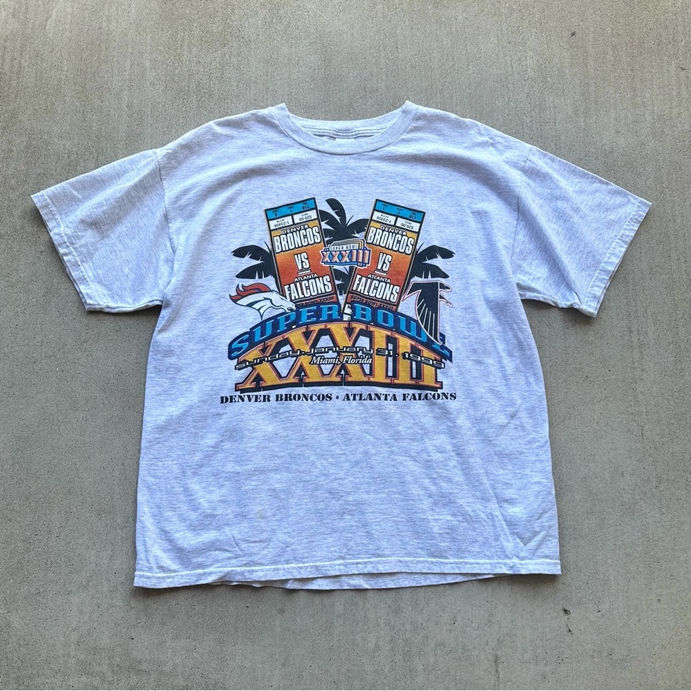 Vintage Super Bowl 33 T Shirt Logo 7 90s Broncos Size XL